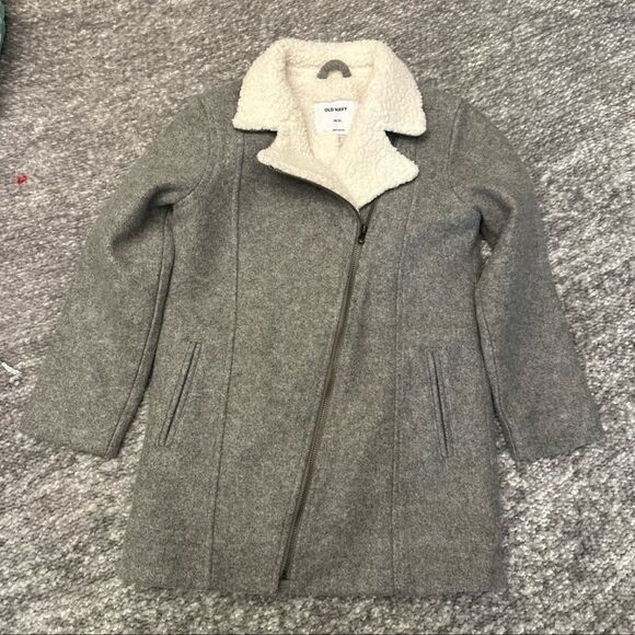 Old Navy Other - NWOT Old Navy grey asymmetrical zip pea coat with Sherpa lining size XS 5